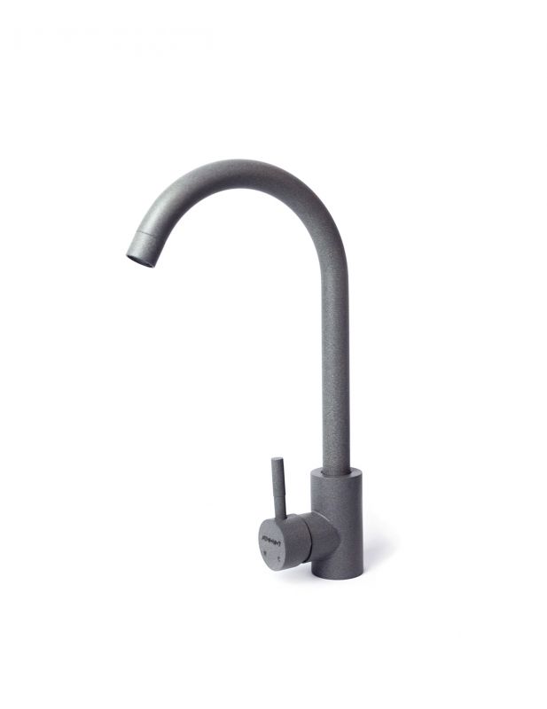 Набір кухонний Adamant Minimal, штучний камінь, прямокут., з крилом, 615х495х200мм, чаша - 1, врізна, сірий + змішувач та дозатор