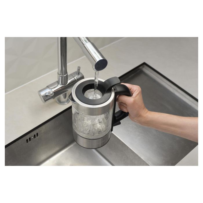 Електрочайник Sencor 0.5л, Strix, пластик, в комплекті 2 склянки + 2 ложки, скло, нерж. сталь