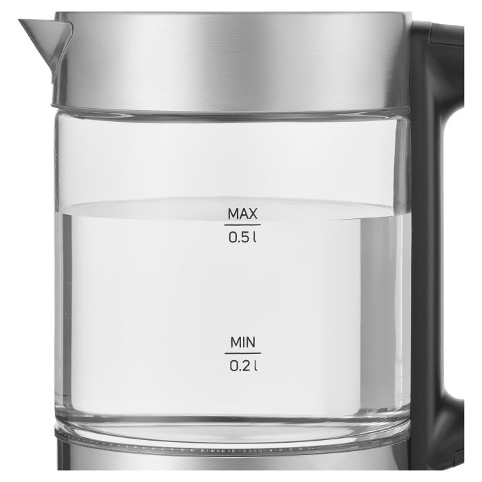 Електрочайник Sencor 0.5л, Strix, пластик, в комплекті 2 склянки + 2 ложки, скло, нерж. сталь