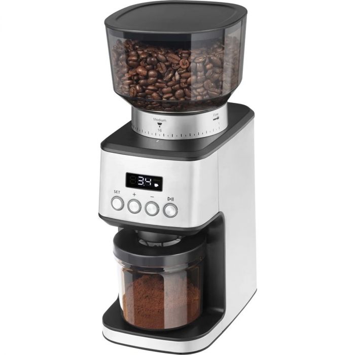 Кавомолка Catler жорнова, 180Вт, об'єм зерен-250г, 31 ступ.помолу, метал, сріблястий