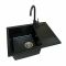 Набір кухонний Adamant Minimal, штучний камінь, прямокут., з крилом, 615х495х200мм, чаша - 1, врізна, чорний + змішувач + дозатор + ополіскувач склянок + коландер