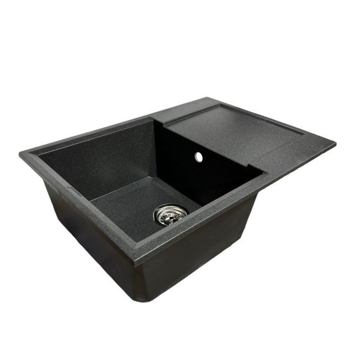 Набір кухонний Adamant Horizon Medium, штучний камінь, прямокут., з крилом, 700х500х230мм, чаша - 1, врізна, графіт + змішувач