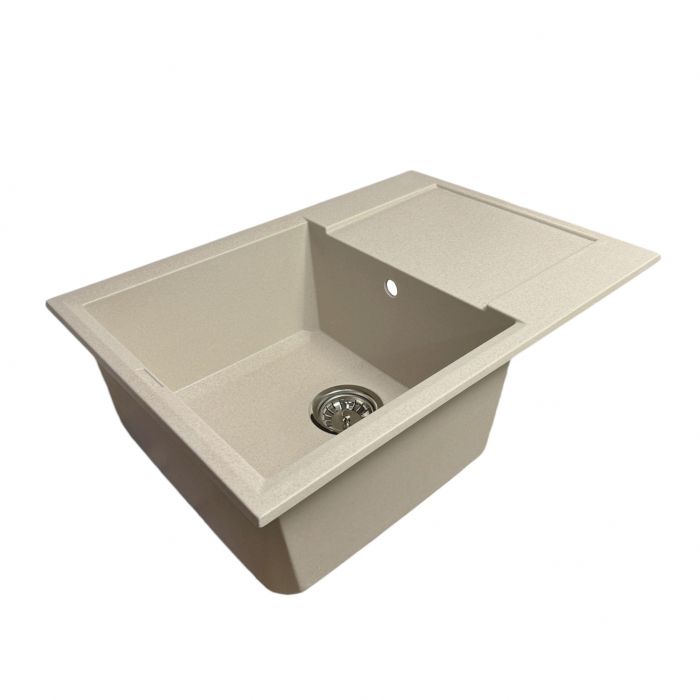 Набір кухонний Adamant Horizon Medium, штучний камінь, прямокут., з крилом, 700х500х230мм, чаша - 1, врізна, Avena + змішувач та дозатор