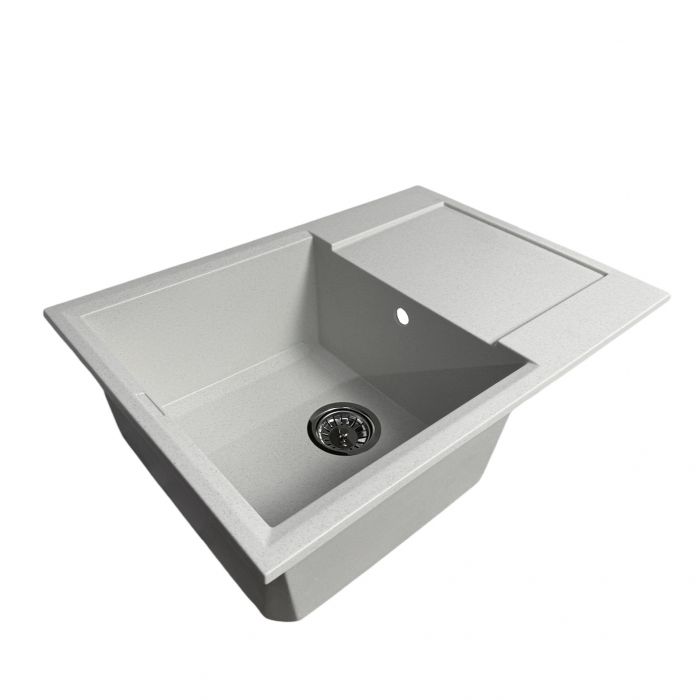 Набір кухонний Adamant Horizon Medium, штучний камінь, прямокут., з крилом, 700х500х230мм, чаша - 1, врізна, Old stone + змішувач та дозатор