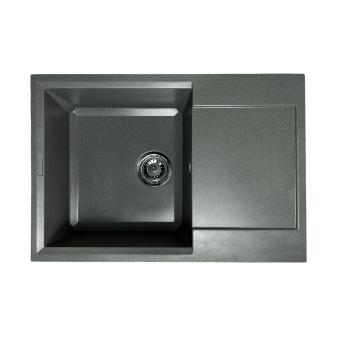 Набір кухонний Adamant Horizon Medium, штучний камінь, прямокут., з крилом, 700х500х230мм, чаша - 1, врізна, сірий + змішувач та дозатор