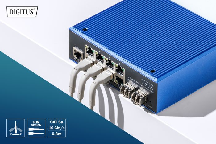 Патч-корд DIGITUS CAT 6a S-FTP, 5м, AWG 32/7, Cu, TPE-LSZH, гнучкий, сірий