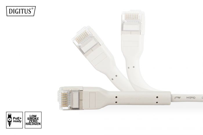 Патч-корд DIGITUS CAT 6a S-FTP, 3м, AWG 32/7, Cu, TPE-LSZH, гнучкий, сірий