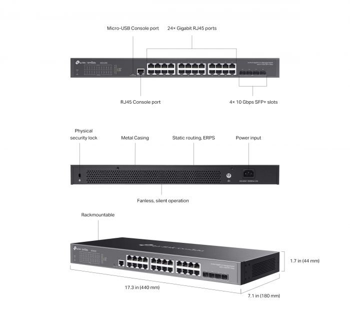 Комутатор TP-LINK SG3428X 24xGE, 4xSFP+, Керований L2