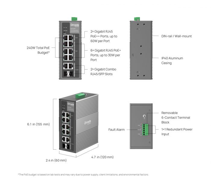 Промисловий комутатор TP-LINK IES210GPP 8xGE (PoE), 120W, 2xGE/SFP, WebSmart