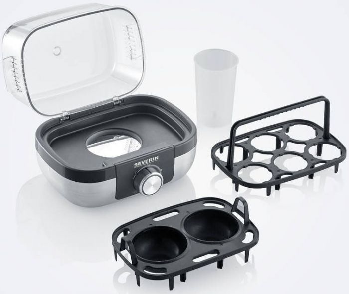 Яйцеварка Severin 420Вт, механічне керування, на 6 яєць, звуков., сигнал, пластик, сіро-чорний