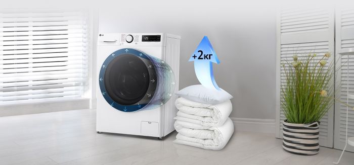 Прально-сушильна машина LG фронтальна, 9(5)кг, 1200, А, 48см, дисплей, пара, інвертор, білий