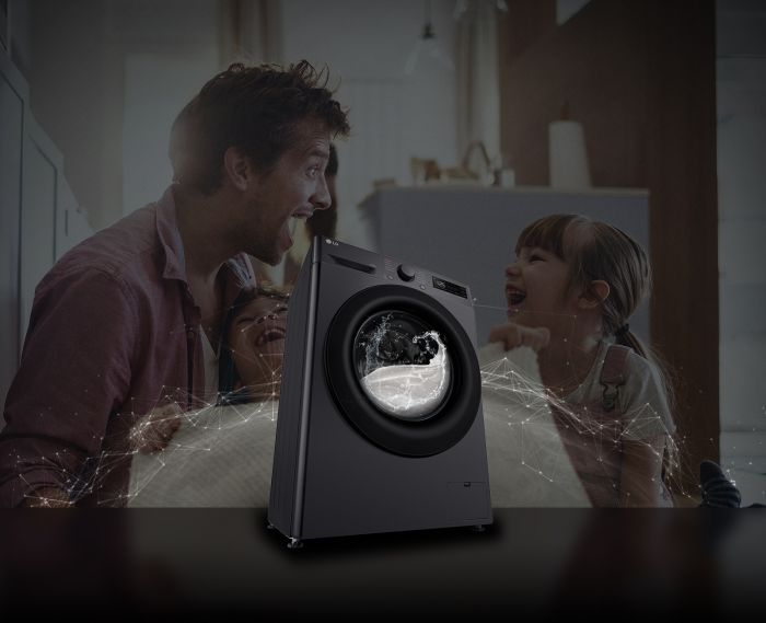 Прально-сушильна машина LG фронтальна, 9(5)кг, 1200, A, пара, 48см, дисплей, пара, інвертор, чорний