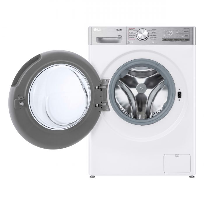 Прально-сушильна машина LG фронтальна, 9(5)кг, 1200, А, 48см, дисплей, пара, інвертор, EcoHybrid, білий