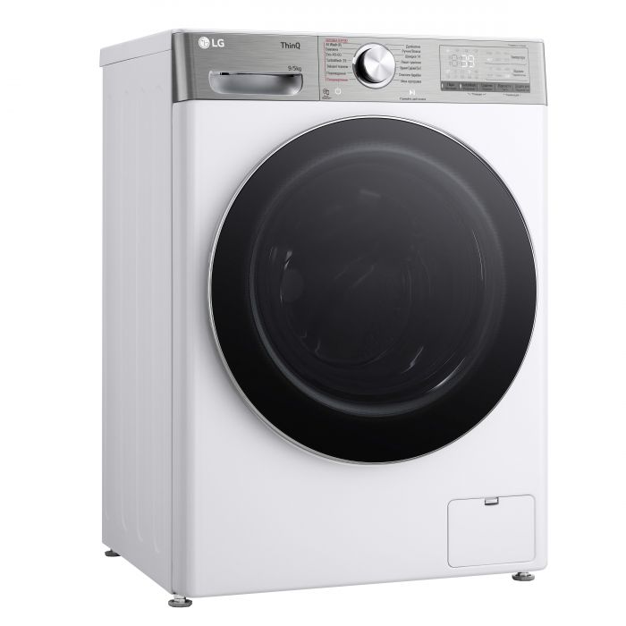 Прально-сушильна машина LG фронтальна, 9(5)кг, 1200, А, 48см, дисплей, пара, інвертор, EcoHybrid, білий