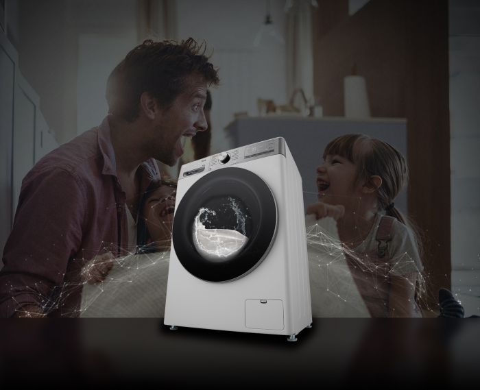 Прально-сушильна машина LG фронтальна, 9(5)кг, 1200, А, 48см, дисплей, пара, інвертор, EcoHybrid, білий