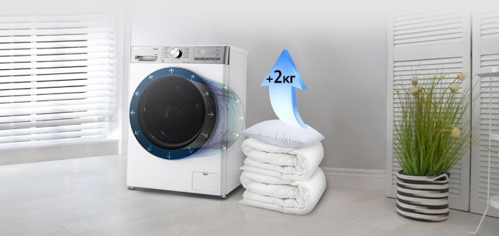 Прально-сушильна машина LG фронтальна, 9(5)кг, 1200, А, 48см, дисплей, пара, інвертор, EcoHybrid, білий