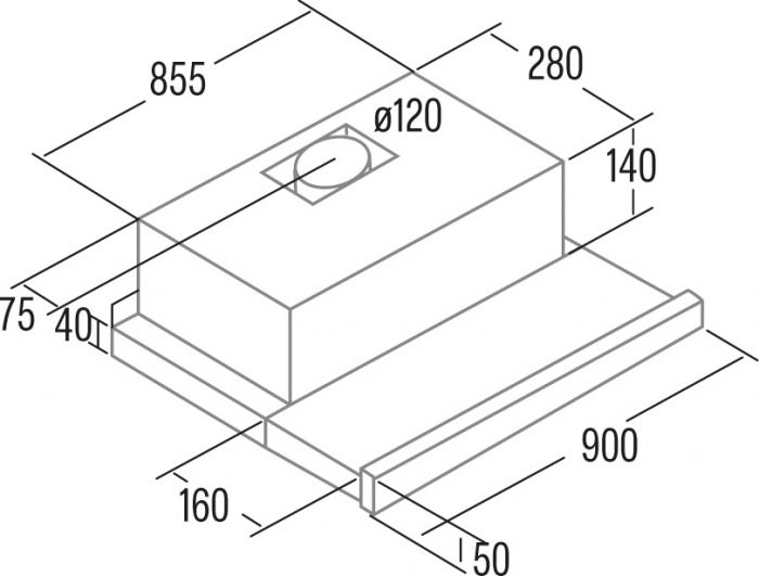 Витяжка Cata телескопічна, 90см, 600м.куб/год, TF-2003 Duralum 900, нерж