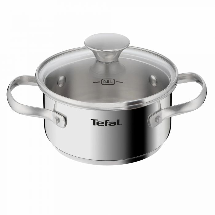 Каструля Tefal Minis, з кришкою,1л, нержавіюча сталь, скло