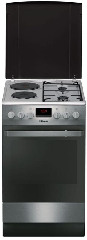 Плита Hansa з комбі. вар. поверхнею, 50х60см, 62л, емаль, газ контр., дисплей, нержавіюча сталь