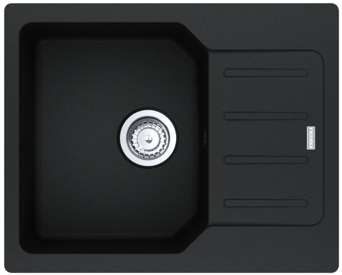 Мийка кухонна Franke City, фраграніт, прямокутник, з крилом, 620х500х190мм, чаша - 1, врізна, оборотна, UCG 611-62, онікс