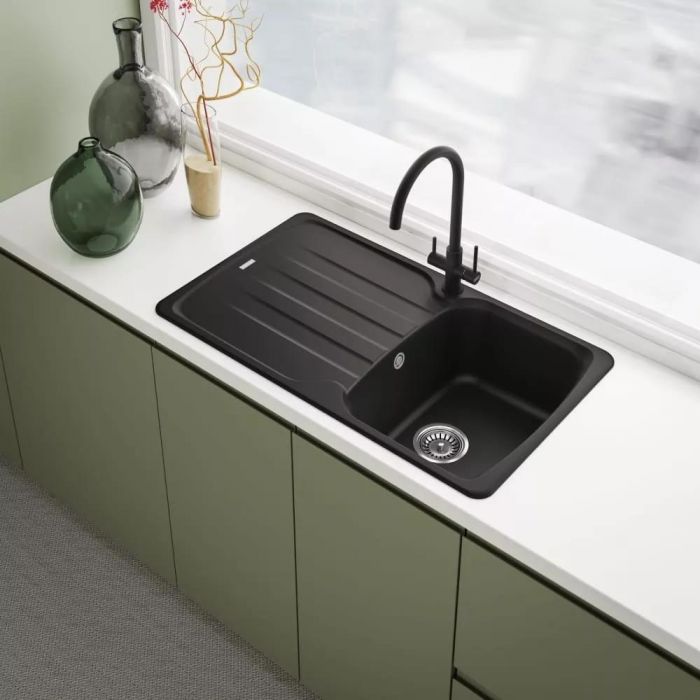 Змішувач для кухні Franke Lina Clear Water, довж.виливу - 216 мм, поворотний, 1+1 фільтр, чорний матовий