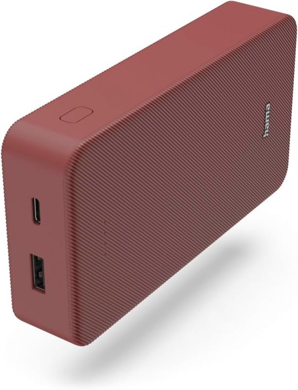 Акумулятор портативний літій-іонний Power Bank Hama 20000 мА·год, USB-C, USB-A, red