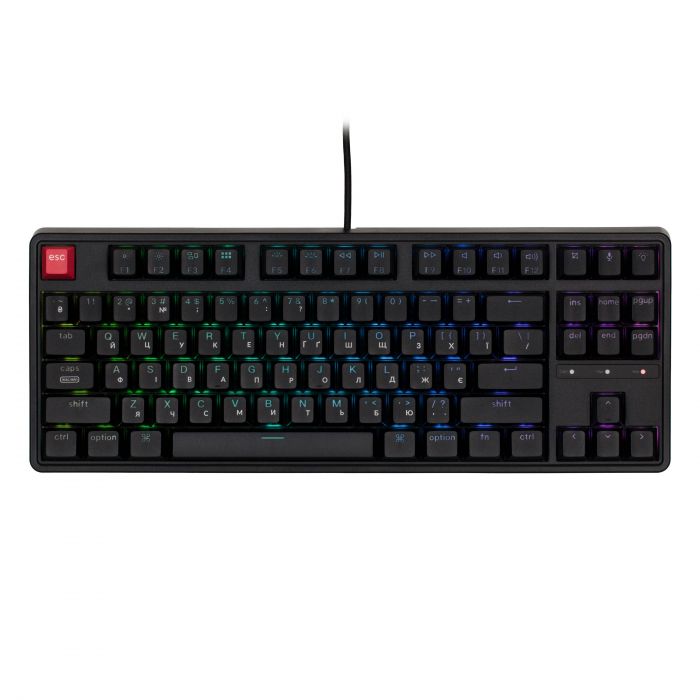 Клавіатура механічна Keychron C3 Pro V2 87Key, K pro Brown, USB-A, QMK, Hot-swap,8K, EN/UKR, RGB, чорний