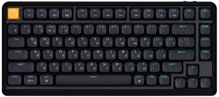 Клавіатура механічна Keychron J1 82Key, K pro Banana, WL/BT/USB-A, QMK, Hot-swap, EN/UKR, RGB, чорний