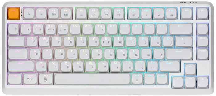 Клавіатура механічна Keychron J1 82Key, K pro Banana, WL/BT/USB-A, QMK, Hot-swap, EN/UKR, RGB, білий