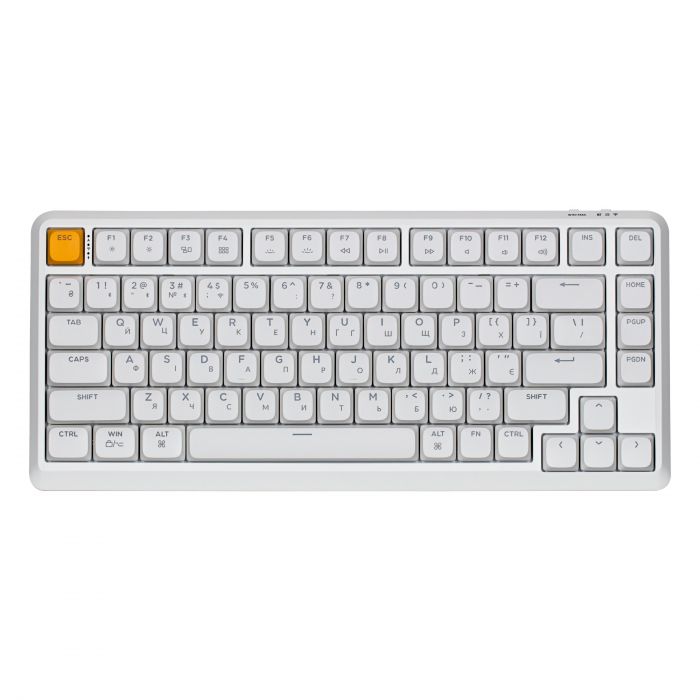 Клавіатура механічна Keychron J1 82Key, K pro Brown, WL/BT/USB-A, QMK, Hot-swap, EN/UKR, RGB, білий