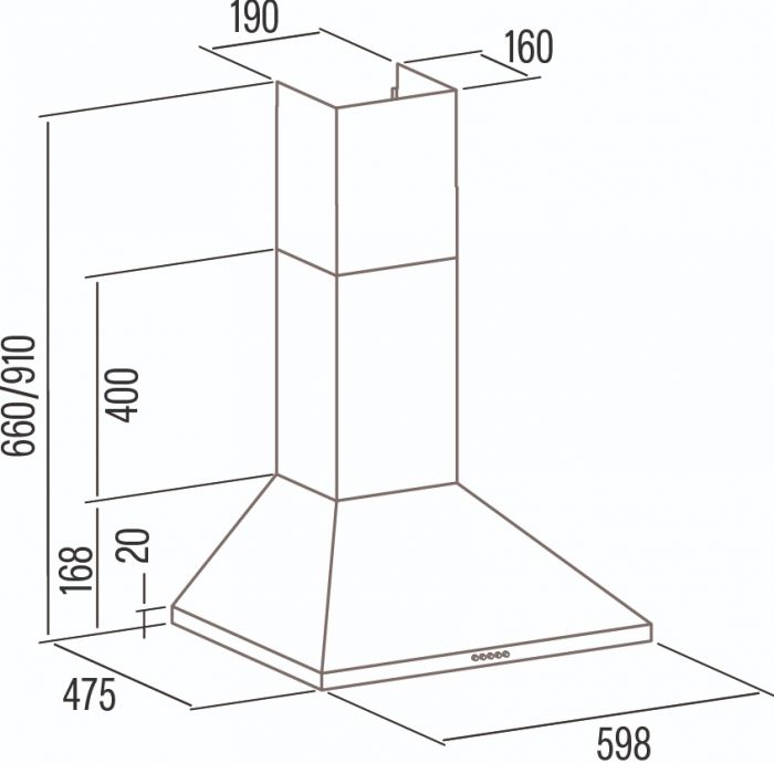 Витяжка Cata купольна, 60см, 395м.куб/год, VK 6000 X, нерж