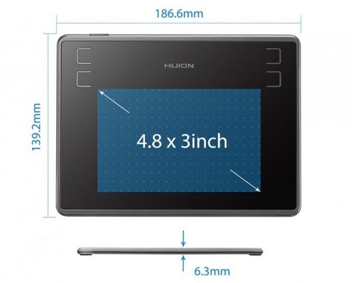 Графічний планшет Huion 4.8"x3" H430P, microUSB, чорний