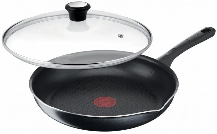 Сковорода з кришкою Tefal Day by Day, 24см, з кришкою, алюміній, бакеліт, скло, чорний