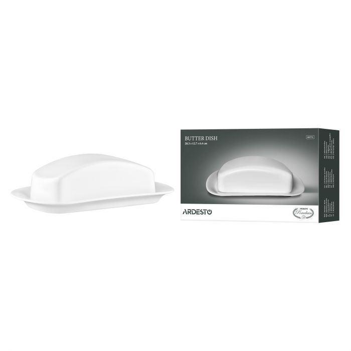 Маслянка ARDESTO, 20.3х12.7х6.4см, порцеляна, білий