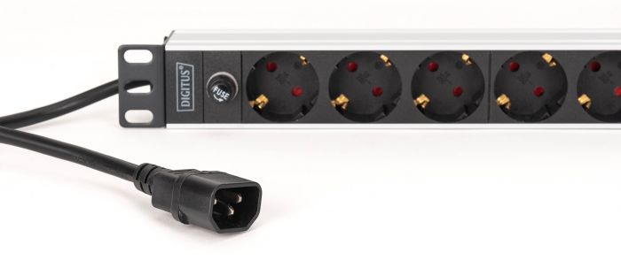 Пристрій розподілу електроживлення DIGITUS 1U, 8xSchuko, 10A, 250V, запобіжник, вилка C14
