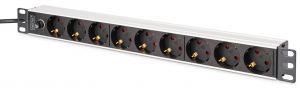 Пристрій розподілу електроживлення DIGITUS 1U, 8xSchuko, 10A, 250V, запобіжник, вилка C14