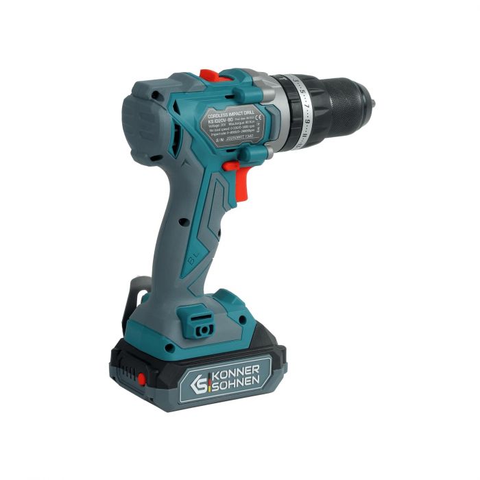 Набір із двох акумуляторних інструментів Konner&Sohnen KS IDISD 20V SET 2 20В дриль ударний, гвинтоверт, швидкий ЗП 2А акб 2х2А·год кейс 5кг