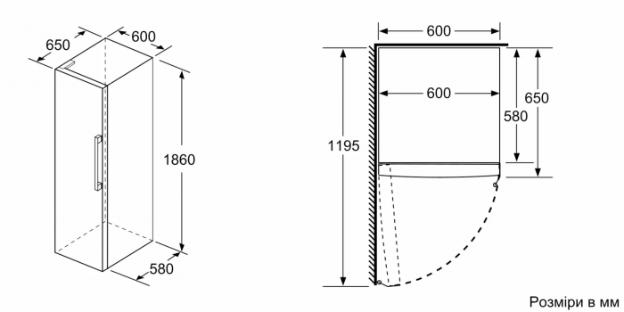 Холодильна камера Siemens, 186x60x65, 346л, 1дв., E, ST, нерж
