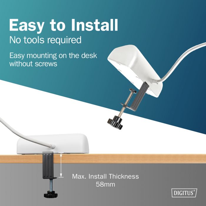 Блок розеток DIGITUS Office, 3xSchuko, 2xUSB-A, 1xUSB-C, 16A, 1.5м, вилка Schuko, білий