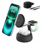 Зарядний пристрій бездротовий Belkin UltraCharge Pro 3в1 Magnetic Charging Dock 25Вт, Charcoal
