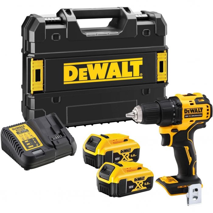 Шурупокрут-дриль акумуляторний DeWALT XR Li-Ion 18В 2х5А·год 65Нм 0-450·0-1650об/хв кейс ЗП 1.1кг