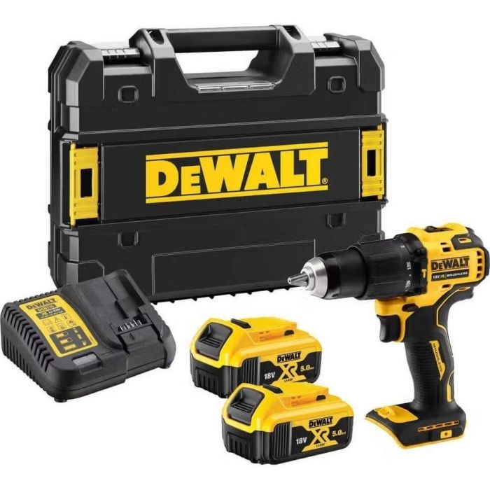 Шурупокрут-дриль ударний акумуляторний DeWALT XR Li-Ion 18В 2х5А·год 65Нм 0-450·0-1650об/хв кейс ЗП 1.2кг