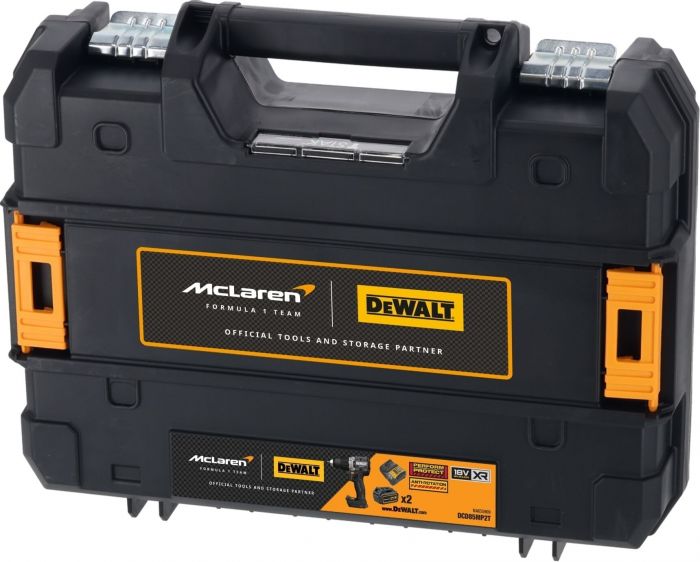 Шурупокрут-дриль ударний акумуляторний DeWALT McLaren F1 TEAM LIMITED EDITION 18В 2х5А·год 90Нм 0-450·0-1650об/хв кейс ЗП 1.34кг