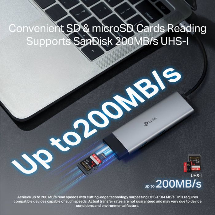 Хаб USB TP-LINK UH7020C USB-C > 2xUSB3.0/1xUSB-C/xHDMI/1xSD/1xmicroSD/1xPD 100Wh