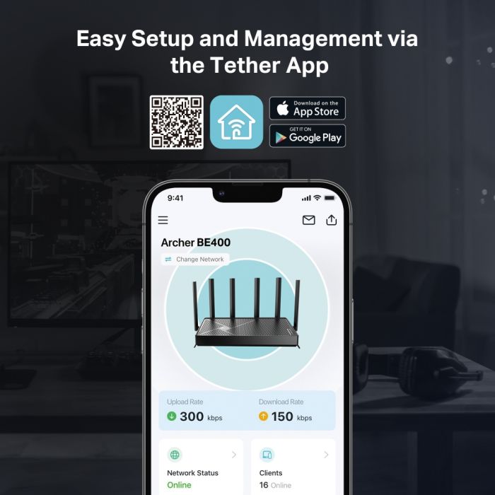 Маршрутизатор TP-LINK Archer BE400 BE6500, 3xGE LAN, 1x2.5GE LAN, 1x2.5GE WAN, 1xUSB3.0 MESH