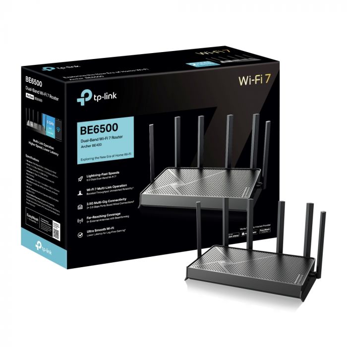Маршрутизатор TP-LINK Archer BE400 BE6500, 3xGE LAN, 1x2.5GE LAN, 1x2.5GE WAN, 1xUSB3.0 MESH