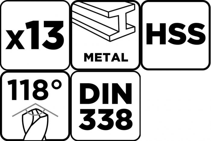 Набір свердел по металу GRAPHITE HSS зі швидкорізальної сталі HSS 1.5-6.5мм кейс 13шт