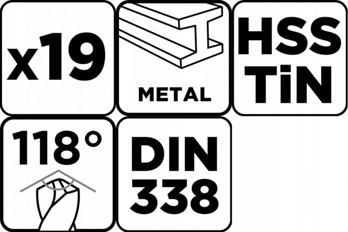 Набір свердел по металу GRAPHITE HSS TiN 1-10мм кейс 19шт