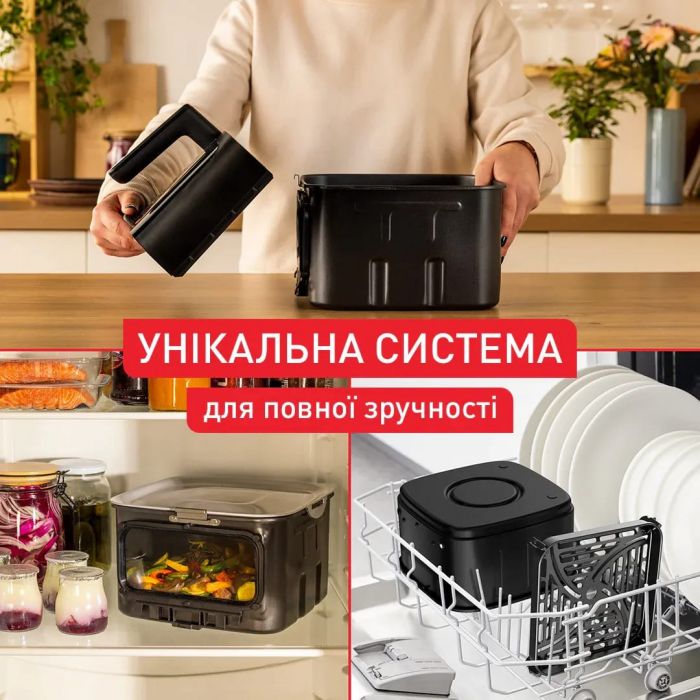 Мультипіч Tefal Easy Fry Silence XXL Smart Vision, 1800Вт, чаша-7л, сенсорне керув., 55 програм, з віконцем, пластик, нерж. сталь-чорний