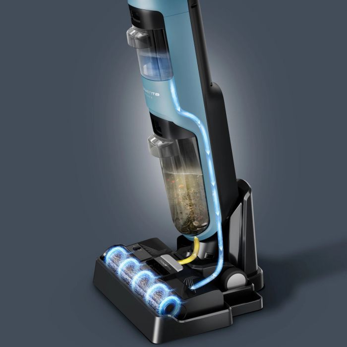 Пилосос Rowenta безпровідний миючий X-Clean 2, 120Вт, конт пил -0.44л, конт для води-0.73л, автон. робота до 35хв, вага-5кг, НЕРА, чорно-блакитний